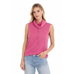 SAKS‎ FIFTH AVENUE Womens Pink Sleeveless Turtleneck Sweater Cotton S